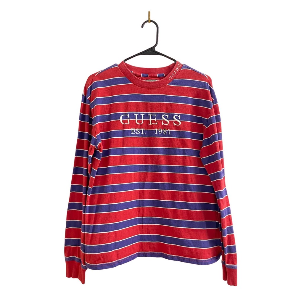 Vintage Guess USA Colors 90s Horizontal Striped Long sleeve shirt S